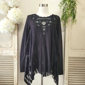 Free People black sheer lace tunic small